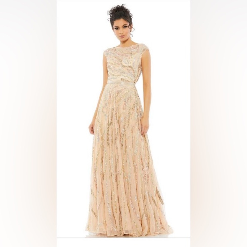 Mac Duggal 5445 Mother of Bride Dress (Beige / Multi)